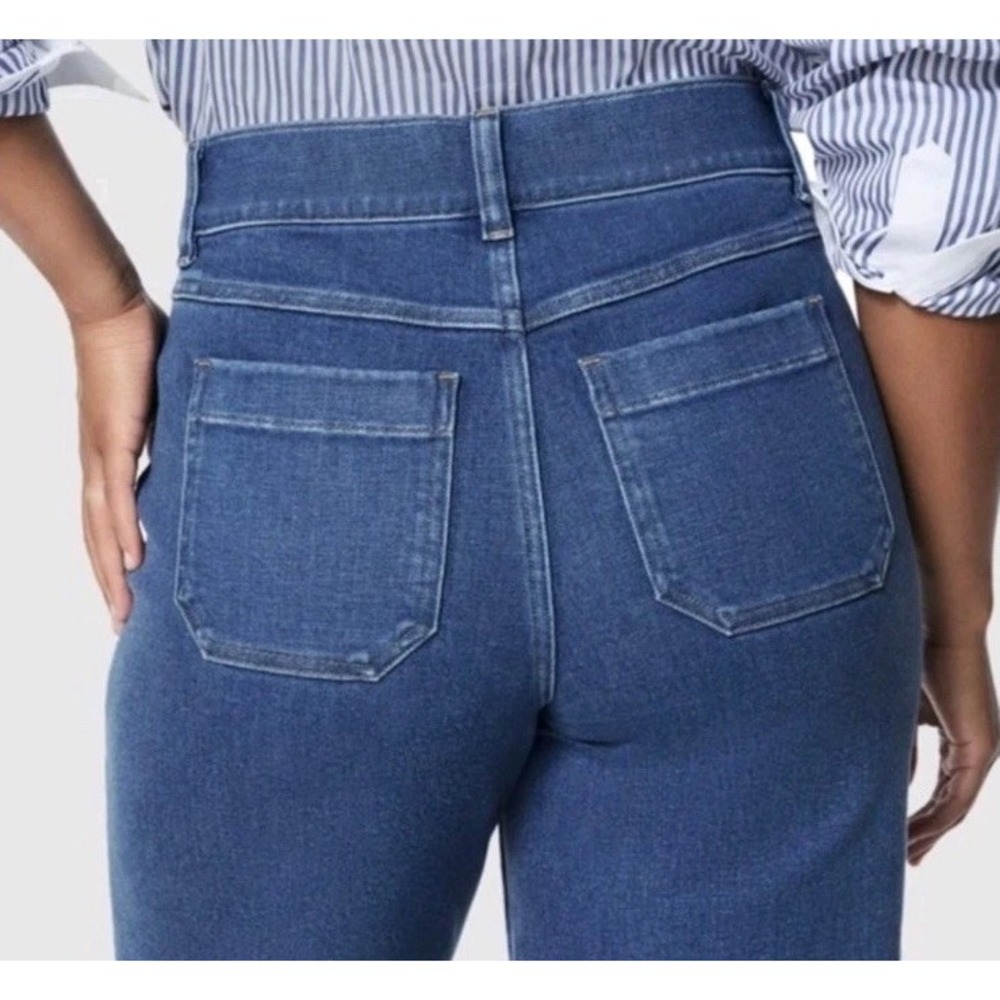 Spanx Air Essential Wide Leg High Rise Patch Pocket Jeans Pull-On Size M Stretch - Picture 3 of 16